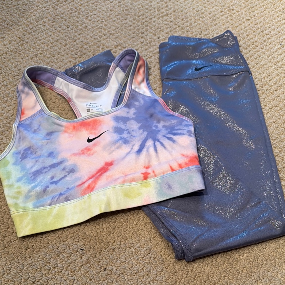Nike Pink and Blue Performance Leggings